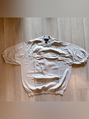 Baracuta Silk Cotton Crewneck Sweater Lightweight Mens XL Light Grey, Beige